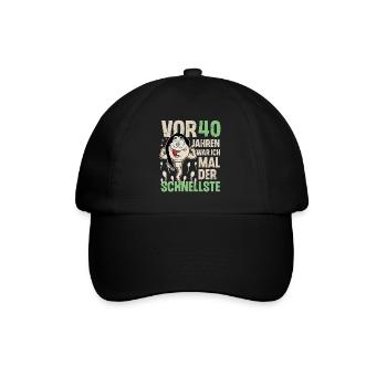 40. Geburtstag 40 Jahre War Ich Mal Der Schnellste - Baseballkappe - Schwarz/Schwarz - Vorne