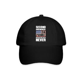 Second Amendment 2A Permit Expiration Date Never - Baseball Cap - black/black - Front
