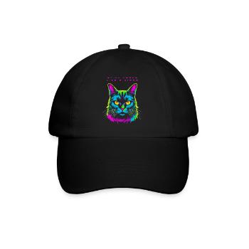 cat still feel like a dream after techno rave part - Baseballkappe - Schwarz/Schwarz - Vorne