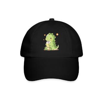 Kawaii Dinosaure Boissons Boba Bubble Tea Chibi - Casquette classique - noir/noir - Devant