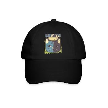 Chat de la Saint-Valentin, tête de chat, déclaration d’amour - Casquette classique - noir/noir - Devant