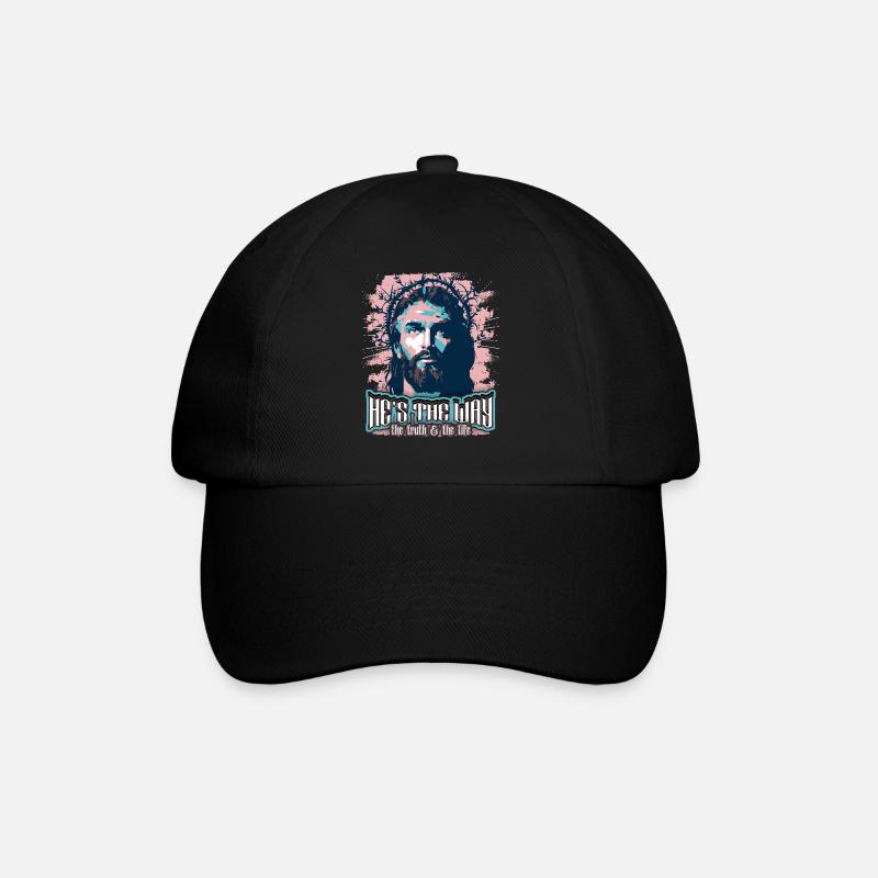 Jesus Christus mit Dornenkrone christlicher Spruch - Baseballkappe - Schwarz/Schwarz