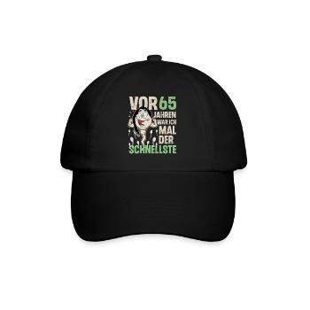 65. Geburtstag 65 Jahre War Ich Mal Der Schnellste - Baseballkappe - Schwarz/Schwarz - Vorne