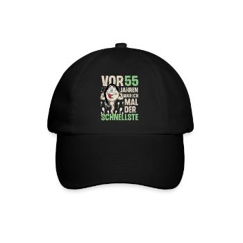 55. Geburtstag 55 Jahre War Ich Mal Der Schnellste - Baseballkappe - Schwarz/Schwarz - Vorne