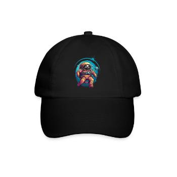 Faultier Astronaut Weltraum Raumfahrt Geschenk - Baseballkappe - Schwarz/Schwarz - Vorne