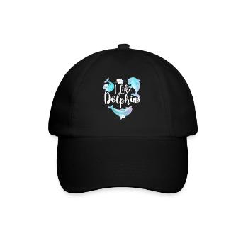 Dolphin I Like Dolphins - Baseball Cap - black/black - Front