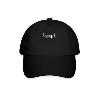 Zambia France Vintage Heartbeat Flag - Baseball Cap - black/black - Front