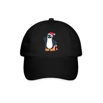 Penguin Christmas Santa Hat - Baseball Cap - black/black - Front