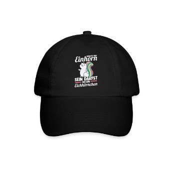Einhorn Eichhörnchen - Baseballkappe - Schwarz/Schwarz - Vorne