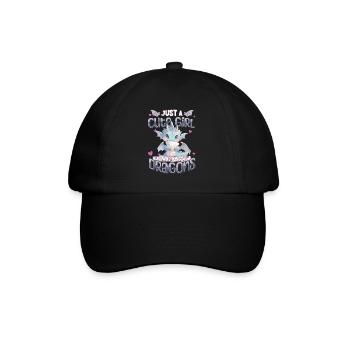 Just a cute Girl who loves Dragons - Kawaii Drache - Baseballkappe - Schwarz/Schwarz - Vorne