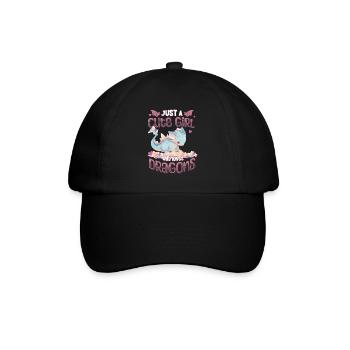 Just a cute Girl who loves Dragons - Kawaii Drache - Baseballkappe - Schwarz/Schwarz - Vorne