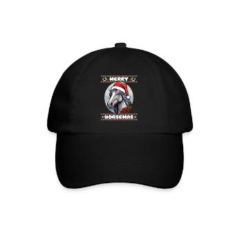 Weihnachten mit Pferd für Pferdenarren und Reiter - Baseballkappe - Schwarz/Schwarz - Vorne