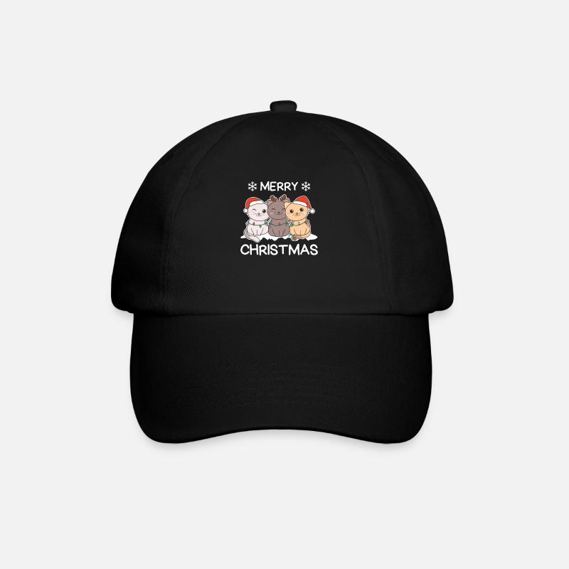 Frohe Weihnachten Katze Heiligabend Katzen - Baseballkappe - Schwarz/Schwarz
