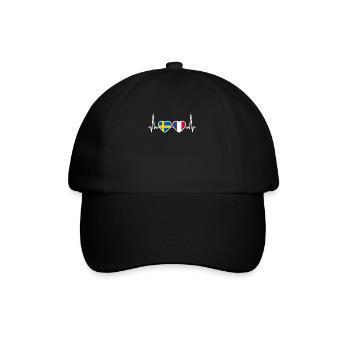 Suède, France, Heartbeat, Drapeau, Suède - Casquette classique - noir/noir - Devant