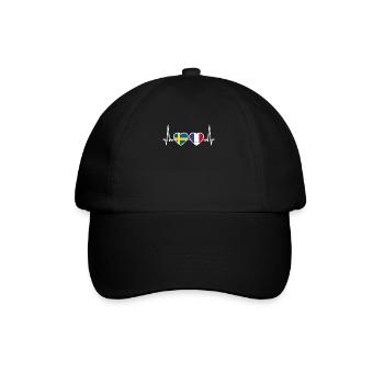 Sweden France Vintage Heartbeat Flag - Baseball Cap - black/black - Front