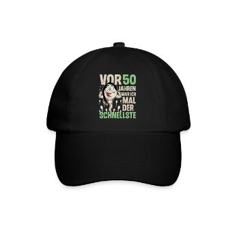 50. Geburtstag 50 Jahre War Ich Mal Der Schnellste - Baseballkappe - Schwarz/Schwarz - Vorne