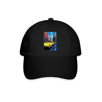 Voiture de sport de dessin animé pop art dans les rues - Casquette classique - noir/noir - Devant