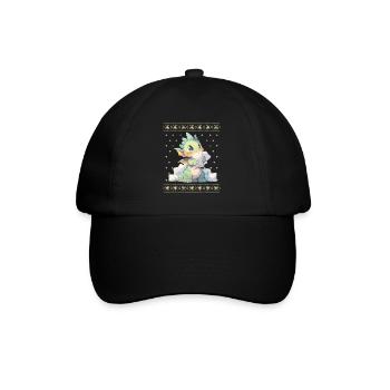 Kawaii Dragon in Ugly Christmas Sweater Style - Baseball Cap - black/black - Front
