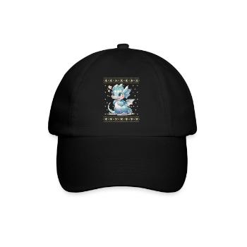 Kawaii Dragon in Ugly Christmas Sweater Style - Baseball Cap - black/black - Front