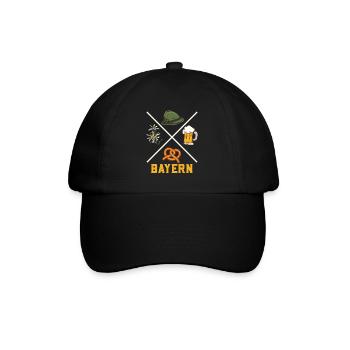 Bayerisch Tradition Bierkrug Brezeln Bayern - Baseballkappe - Schwarz/Schwarz - Vorne