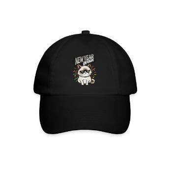 Same Problems - Angry Cat Happy New Year Pajamas - Baseballkappe - Schwarz/Schwarz - Vorne