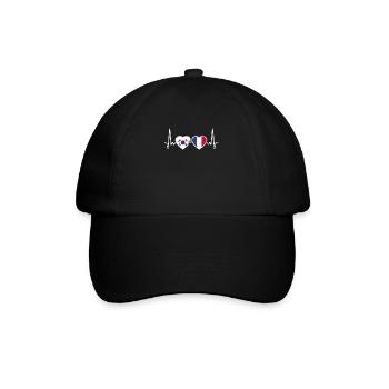 Corée du Sud France Vintage Heartbeat drapeau - Casquette classique - noir/noir - Devant