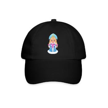 Ded Moroz Snegurotschka russischer Weihnachtsmann - Baseballkappe - Schwarz/Schwarz - Vorne