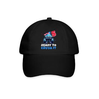 Monster Truck 5 Year Old Boy 5th Birthday America - Baseball Cap - black/black - Front