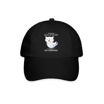 Offizielles Schlafshirt personalisiert mit Katze - Baseballkappe - Schwarz/Schwarz - Vorne
