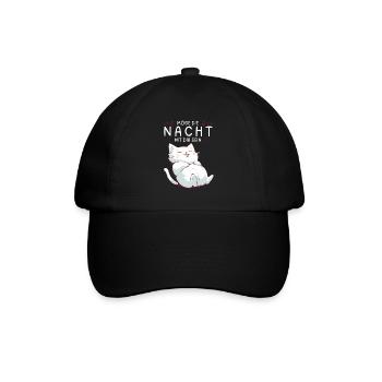 Möge die Nacht mit dir sein - Schlafshirt Katze - Baseballkappe - Schwarz/Schwarz - Vorne