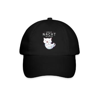 Möge die Nacht mit dir sein - Schlafshirt Katze - Baseballkappe - Schwarz/Schwarz - Vorne
