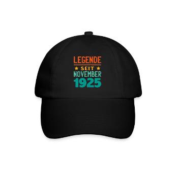 November 1925 Legende seit 98 Jahren Mann Frau - Baseballkappe - Schwarz/Schwarz - Vorne