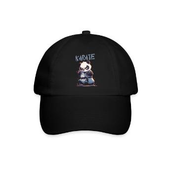 Lustiger japanischer Karate Panda Kawaii Karateka - Baseballkappe - Schwarz/Schwarz - Vorne