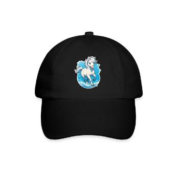 Galoppierendes Pferd - Reiten - Baseballkappe - Schwarz/Schwarz - Vorne