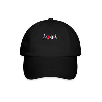 Taiwan France Vintage Heartbeat Flag - Baseball Cap - black/black - Front