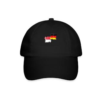 Singapur Deutschland Flagge Deutsch Singapurer - Baseballkappe - Schwarz/Schwarz - Vorne