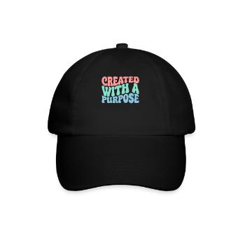 Created with a Purpose Groovy Bible Verse - Baseball Cap - black/black - Front