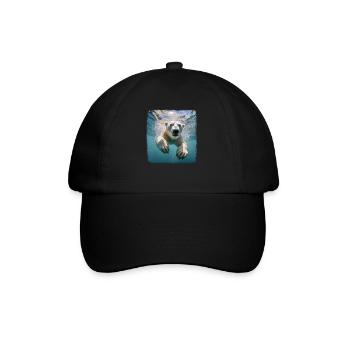 Polar Bear Realistic Polar Bear - Baseball Cap - black/black - Front