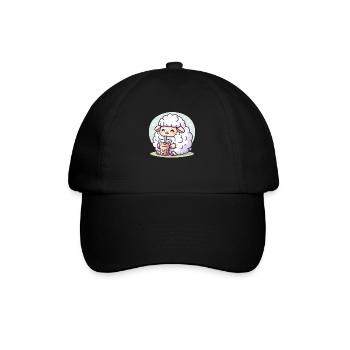 Kawaii Schafe Bubble Tea Boba Schaf - Baseballkappe - Schwarz/Schwarz - Vorne