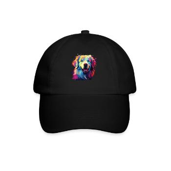 Aquarelle coloré chien de montagne des Pyrénées - Casquette classique - noir/noir - Devant