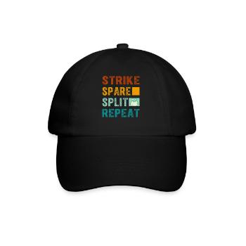 Bowling Oberteil - Strike Spare Split Repeat - Baseballkappe - Schwarz/Schwarz - Vorne