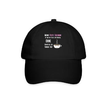 Süße Freundin Kaffee Becher Gesicht - Baseballkappe - Schwarz/Schwarz - Vorne