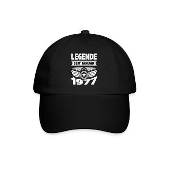 Januar 1977 Legende seit 47 Jahren Mann Frau - Baseballkappe - Schwarz/Schwarz - Vorne