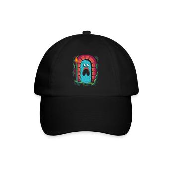 Einfaches Cartoon-Dickes Monster Gruseliger Kerker - Baseballkappe - Schwarz/Schwarz - Vorne
