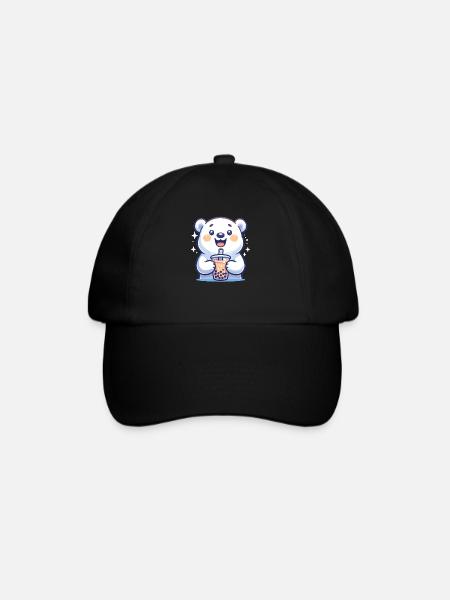 Caméléons kawaii Bubble Tea Boba ours polaire - Casquette classique - noir/noir