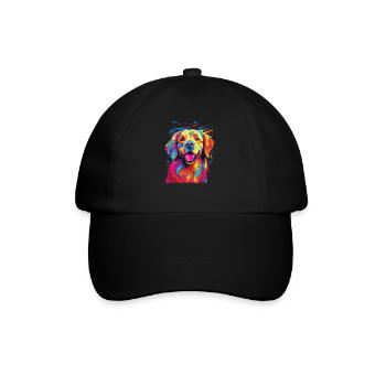 Watercolor Colorful Golden Retriever - Baseball Cap - black/black - Front
