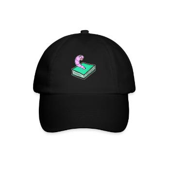 Buch Wurm - Baseballkappe - Schwarz/Schwarz - Vorne