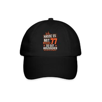 Legendär mit 77 Jahren - Baseballkappe - Schwarz/Schwarz - Vorne