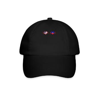 USA Haiti Herzschlag Amerikanisch Haitianisch - Baseballkappe - Schwarz/Schwarz - Vorne