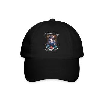 just one more chapter anime girl reading book - Baseball Cap - black/black - Front